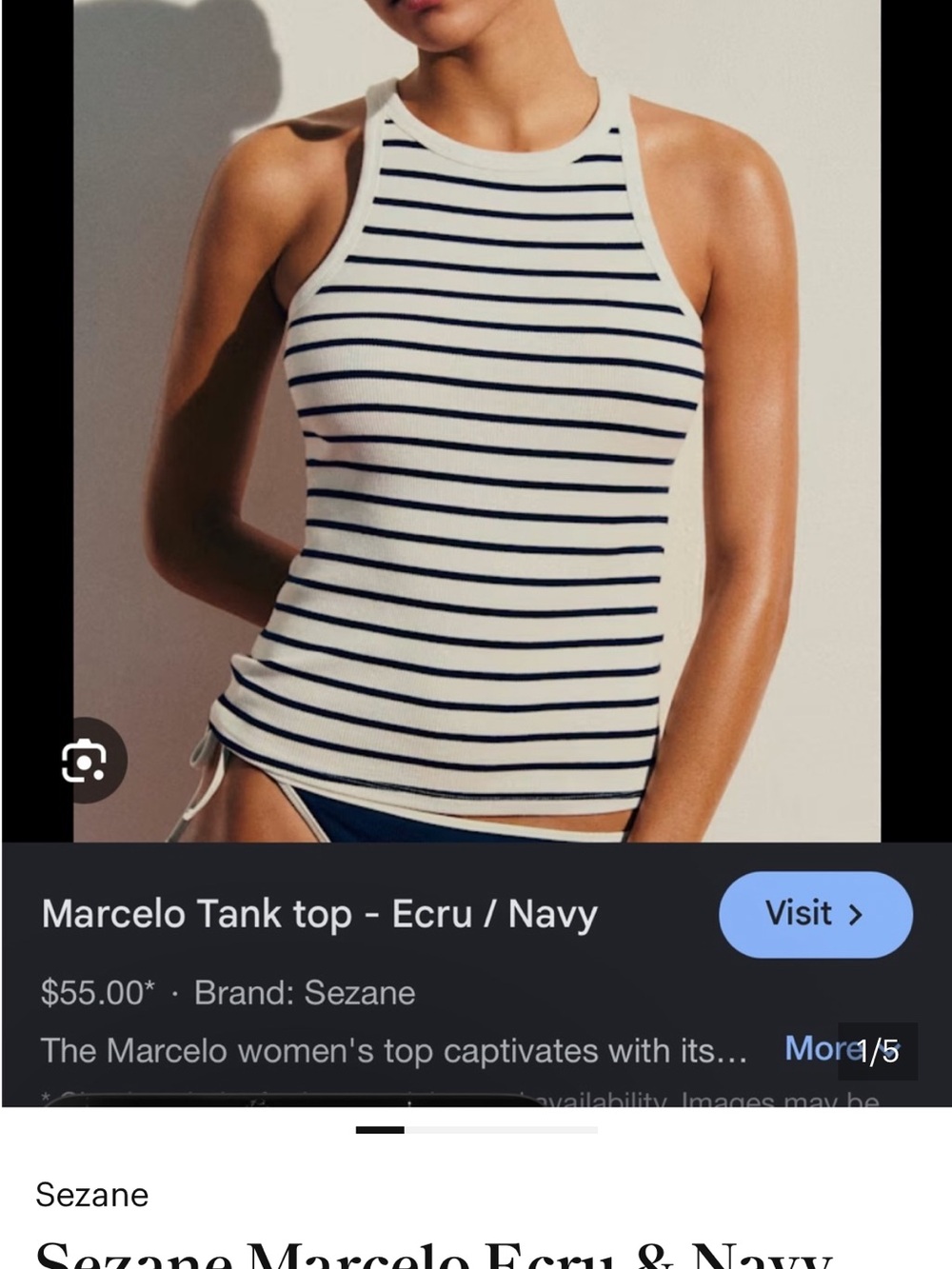 Sézane Striped Ecru & Navy Ribbed Tank M